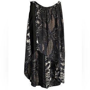 Multi-Print Silk High-Low Skirt